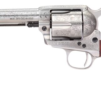 Taylors & Company 550929 1873 Cattleman 357 Mag Caliber with 5.50″ Barrel, 6rd Capacity Cylinder, Overall White Floral Engraved Finish Steel & Walnut Grip