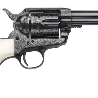 Taylors & Company 200059 1873 Cattleman Outlaw Legacy 357 Mag Caliber with 4.75″ Barrel, 6rd Capacity Cylinder, Overall Blued Engraved Finish Steel & Ivory Synthetic Grip