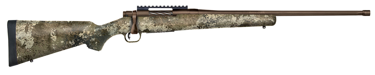 Mossberg 28074 Patriot Predator 22-250 Rem Caliber with 5+1 Capacity, 22″ Threaded/Fluted Barrel, Patriot Brown Cerakote Metal Finish & TrueTimber Strata Synthetic Stock Right Hand (Full Size)