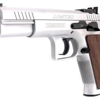Tanfoglio IFG TFLIMPRO9 Defiant Limited Pro 9mm Luger Caliber with 4.80″ Barrel, 19+1 Capacity, Overall Hard Chrome Finish Steel, Beavertail Frame, Serrated Slide & Brown Polymer Grip