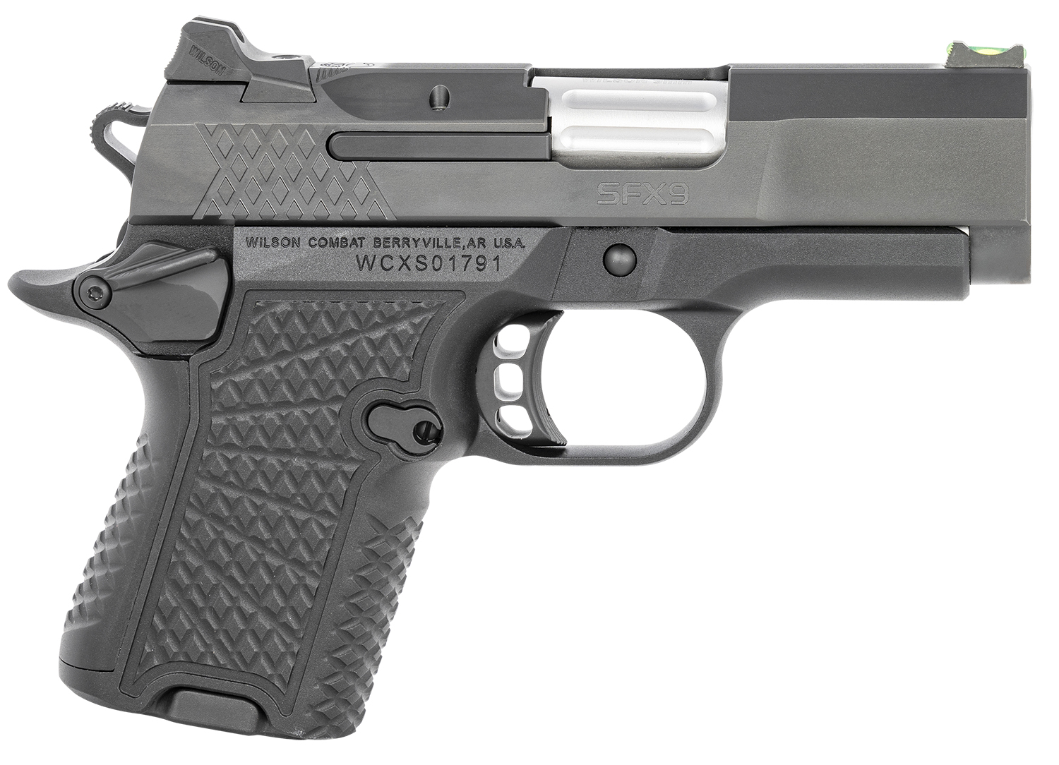 Wilson Combat SFX9SC3A SFX9 Sub-Compact 9mm Luger 10+1 15+1 3.25″ Stainless Steel Barrel, Black DLC Serrated Stainless Steel Slide, Black Aluminum Frame w/Beavertail