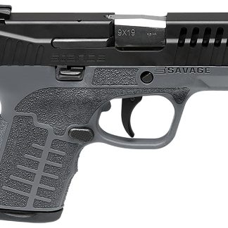 Savage Arms 67011 Stance  9mm Luger 8+1 3.20″ Stainless Steel Barrel, Black Nitride Ported/Serrated Steel Slide, Gray Polymer Frame, Interchangeable Backstrap Grip, Ambidextrous