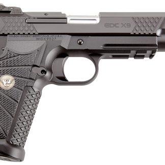 Wilson Combat EDCXLPR9A EDC X9L 9mm Luger 15+1 5″ Black DLC Serrated Stainless Steel Slide, Black Aluminum Frame w/Beavertail & Picatinny Rail, Black G10 Starburst Grip