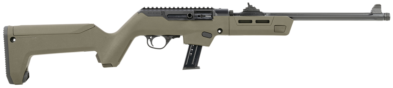 Ruger 19131 PC Carbine Takedown 9mm Luger 17+1 16.10″ Threaded/Fluted Barrel, Type III Hard Coat Anodized Aluminum Alloy Receiver, OD Green Magpul PC Backpacker Stock, Optics Ready