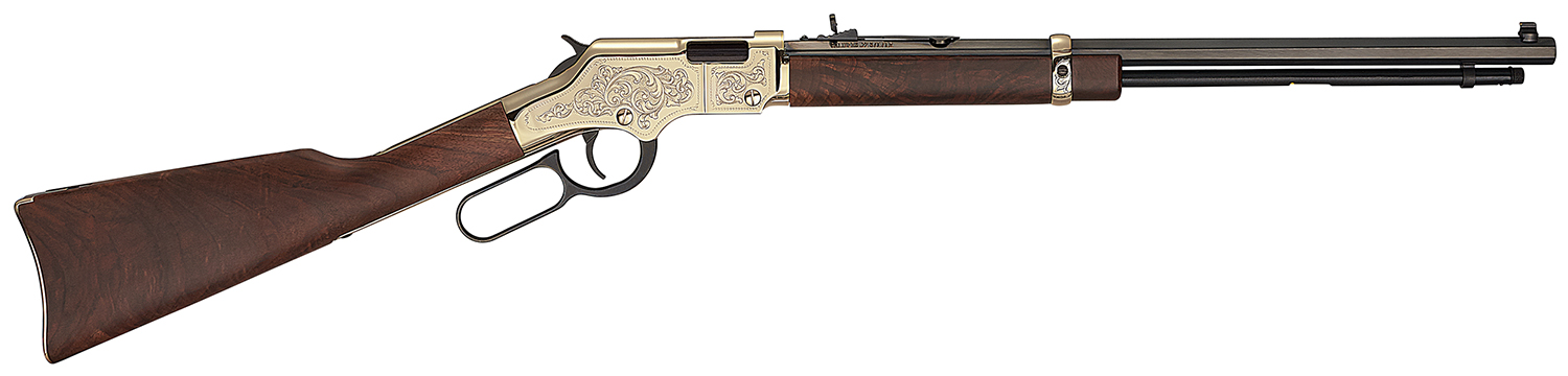 Henry H004D4 Golden Boy Deluxe 4th Edition 22 Short, 22 Long or 22 LR, 16 LR/21 Short Capacity, 20″ Blued Octagon Barrel, Engraved Brasslite Rec, American Walnut Stock, Ad. Buckhorn Sights