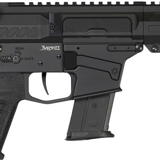 CMMG 57A340FAB Banshee MK57 5.7x28mm 20+1 8″ Black Nitride Medium Taper Threaded Barrel, EML 7″ M-LOK Handguards, Black Armor Cerakote Aluminum Picatinny Rail Receiver, CMMG Zeroed Grips
