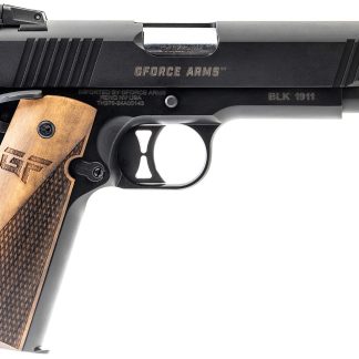 Gforce Arms GF199BW Chronicle 1911 9mm Luger 9+1 5″ Stainless Steel Barrel, Black Serrated Steel Slide, Black Cerakote Aluminum Frame, Turkish Walnut Grip