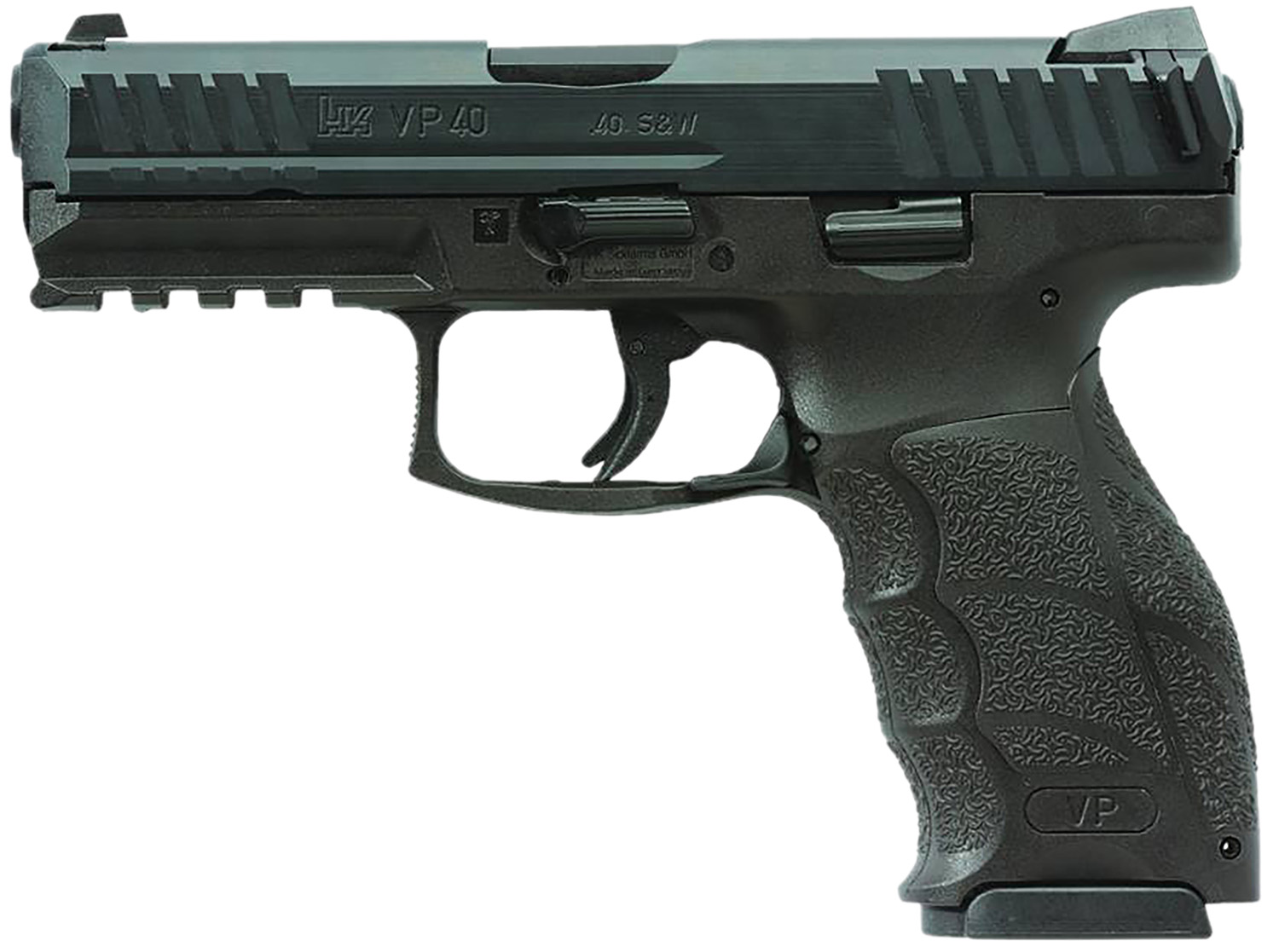 HK 81001160 VP40 40 S&W 13+1 4.09″ Black Steel Barrel, Black Cerakote Serrated Steel Slide, Black Polymer Frame w/Picatinny Rail, Black Interchangeable Backstrap Grip