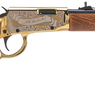 Rossi RL22181WDGDH Rio Bravo Doc Holiday 22 LR 15+1 18″ Polished Black Oxide Alloy Steel Barrel, Gold Engraved Aluminum Receiver, Fixed Hardwood Stock