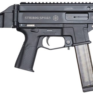 Grand Power 197892004848 SP10A3 Stribog 10mm Auto 20+1 8″ Black Threaded Barrel, Black Aluminum Picatinny Rail Receiver, Black Polymer SB Tactical Brace, Black Polymer Grip, Thread Protector