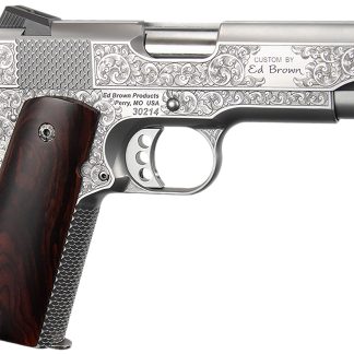 Ed Brown KCSSSIG Kobra Carry Signature Edition 45 ACP 7+1 4.25″ Stainless Recessed Crown Barrel, Engraved Serrated Stainless Steel Slide & Frame w/Beavertail, Cocobolo Grip