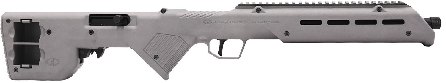 Desert Tech TRKRF2218GRY TREK-22 Gray Compact 22 LR 10+1 18″ Free Floating Steel Barrel, Picatinny Rail Receiver, M-LOK Handguards, Fixed Polymer Stock, Suppressor Ready