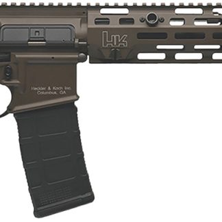 HK 81001204 MR556 A4 5.56x45mm 10+1 16.50″ Black Threaded Barrel, Patriot Brown Picatinny Rail Receiver, M-LOK Handguard, 6 Position Black Synthetic Stock, Ambidextrous