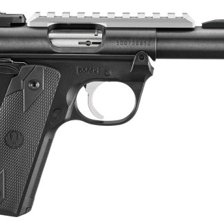Ruger 40190 Mark IV 22/45 22 LR 10+1 4.40″ Steel Threaded Bull Barrel, Blued Picatinny Rail Receiver, Blued Polymer Frame, Black Checkered Polymer Grip