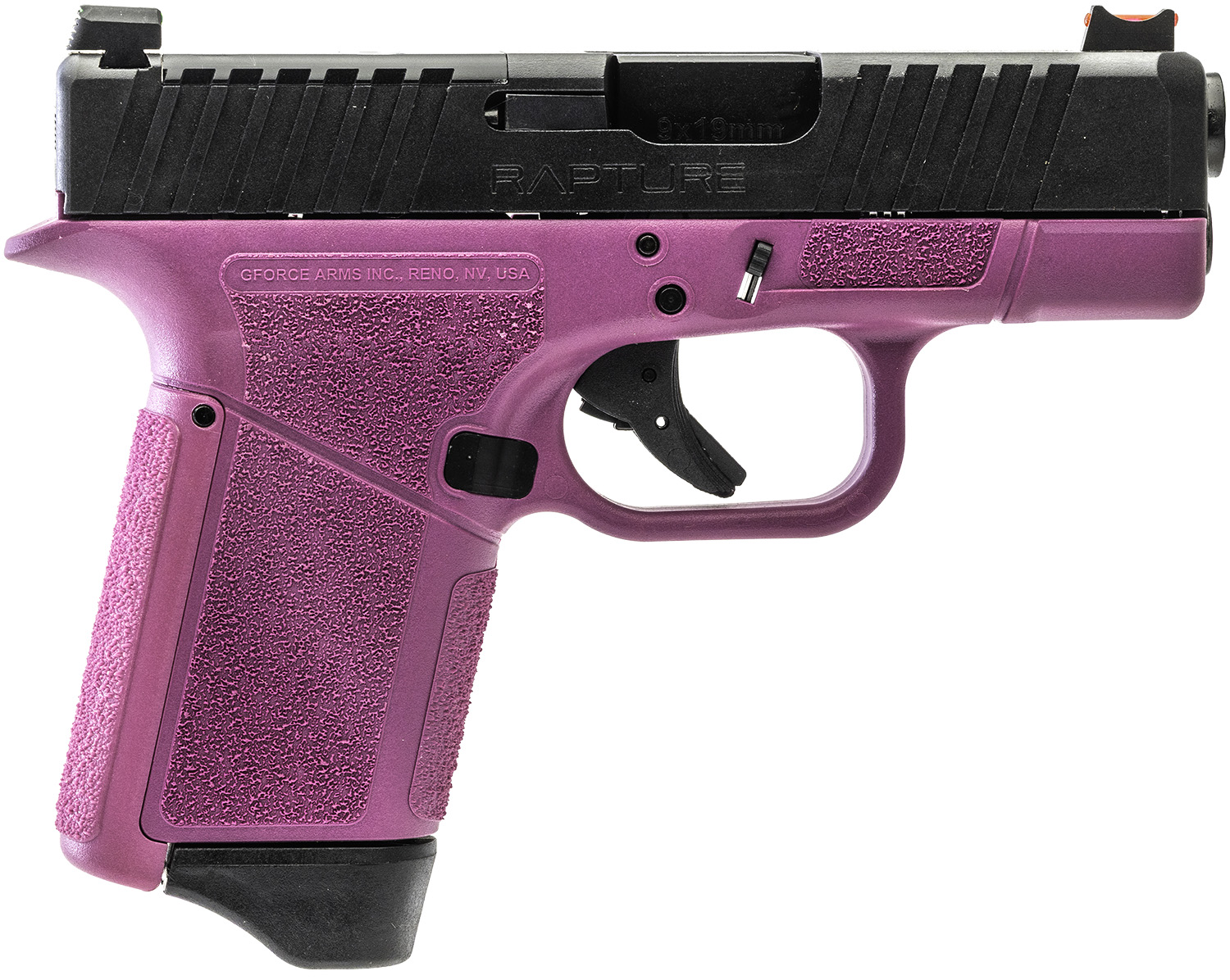 Gforce Arms GF932512PIB Rapture Sub-Compact Frame 9mm Luger 12+1 3.25″ Black Steel Barrel, Black Steel Optic Cut/Serrated Slide, Pink Cerakote Polymer Frame, Shield RMSc/RMR Footprint