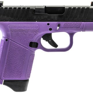 Gforce Arms GF932512PUB Rapture Sub-Compact Frame 9mm Luger 12+1 3.25″ Black Steel Barrel, Black Optic Cut/Serrated Steel Slide, Purple Cerakote Polymer Frame