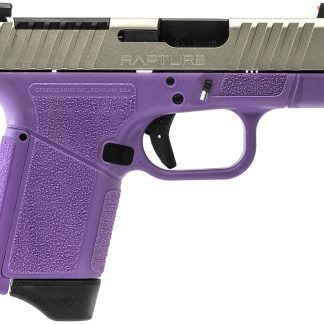 Gforce Arms GF932512PUN Rapture Sub-Compact Frame 9mm Luger 12+1 3.25″ Black Steel Barrel, Nickel Steel Optic Cut/Serrated Slide, Purple Cerakote Polymer Frame, Shield RMSc/RMR Footprint