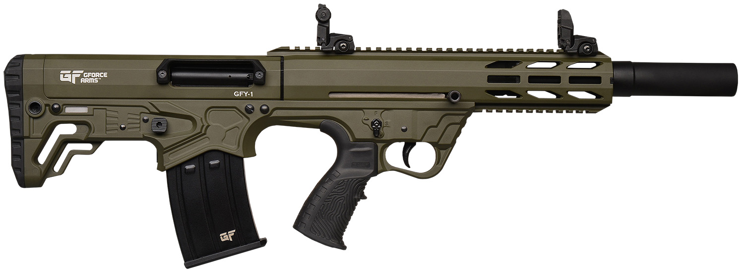 Gforce Arms GFY11220ODG GFY-1 USA 12 Gauge Semi-Auto 3″ 5+1 18.50″ Black Threaded Barrel, OD Green Cerakote Aluminum Receiver w/Picatinny Rail, OD Green Bullpup Polymer Stock, Polymer Grip