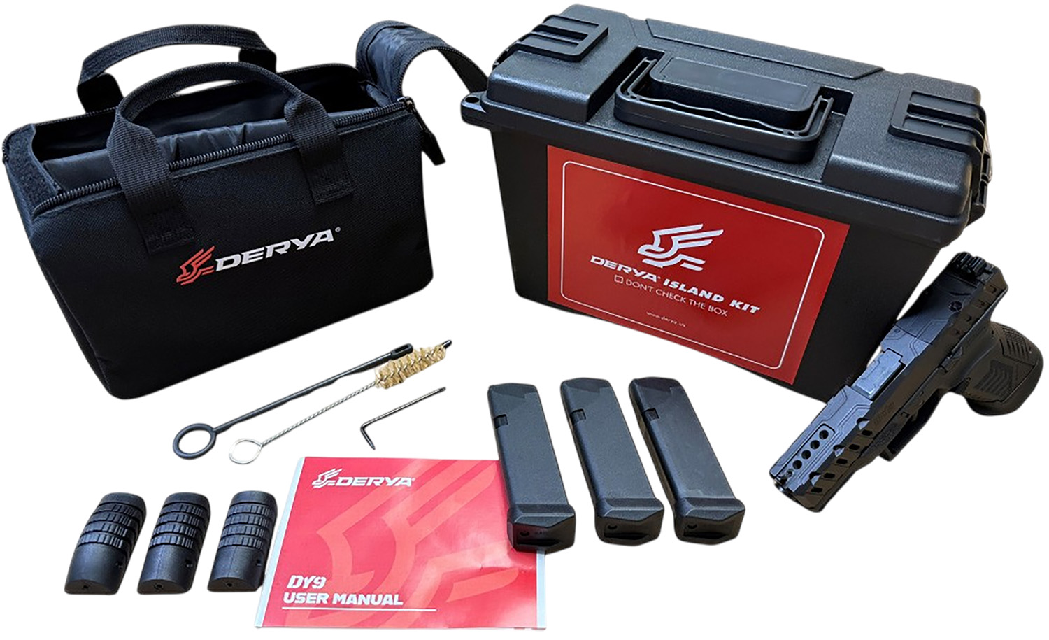 Derya Firearms 10L.DY9.ISL.US DY9 Island Kit 9mm Luger 10+1 3.86″ Black Melonite Steel Barrel, Black Melonite Steel Optics Ready/Serrated Slide, Black Melonite Polymer Frame, RMR Footprint