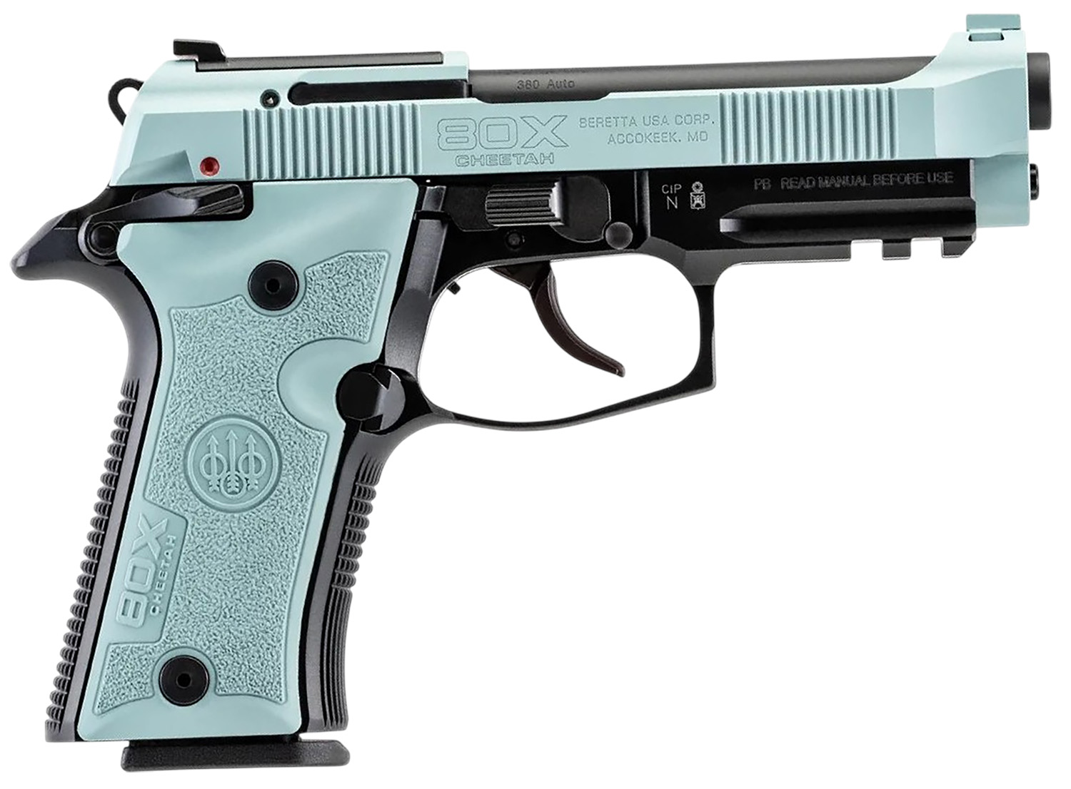 Beretta USA SPEC0714A 80X Cheetah Micro-Compact Frame 380 ACP 13+1 4.40″ Black Barrel, Blue Steel Optic Ready/Serrated Slide, Blue Aluminum Frame w/Beavertail & Picatinny Rail, Vertec Grip