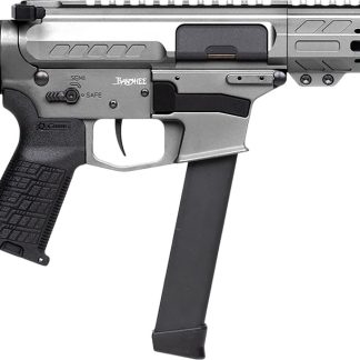 CMMG 99A520FTNG Banshee FE MkGs 9mm Luger 33+1 8″ Black Nitride Threaded Barrel, M-LOK Handguard, Tungsten Cerakote Aluminum Receiver w/Picatinny Rail, Black Polymer CMMG RipBrace, CMMG Zeroed Grip