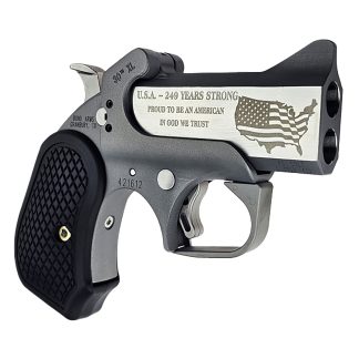 Bond Arms BA30THXL-45LC/410 30th XL 45 Colt (Long Colt)/410 Gauge 2 Shot 3″ Engraved Matte Stainless Steel Barrel, Rough Matte Stainless Steel Frame, Black B6 Resin Grips