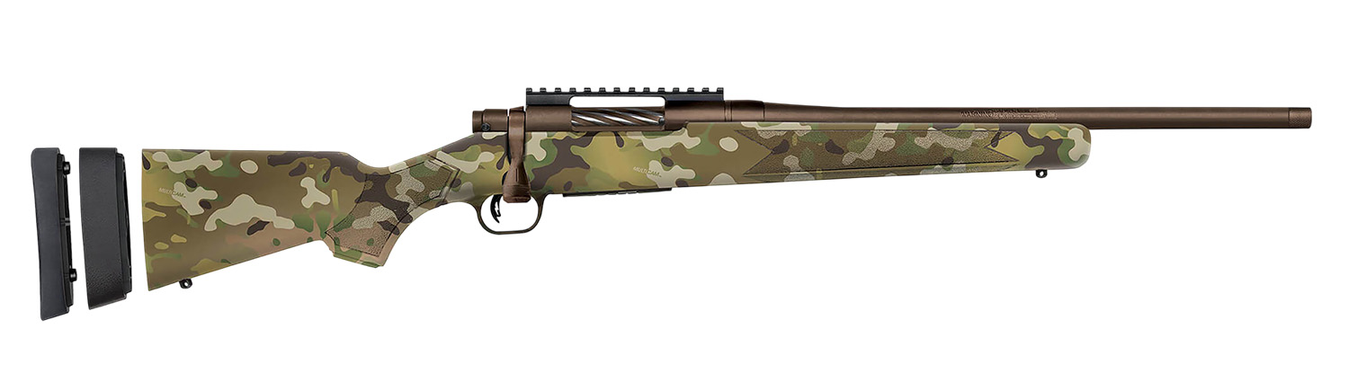 Mossberg 28281 Patriot Super Bantam Youth 350 Legend 4+1 18″ Patriot Brown Cerakote Threaded Bull Barrel, Patriot Brown Cerakote Steel Receiver w/Picatinny Rail, MultiCam Fixed Synthetic Stock