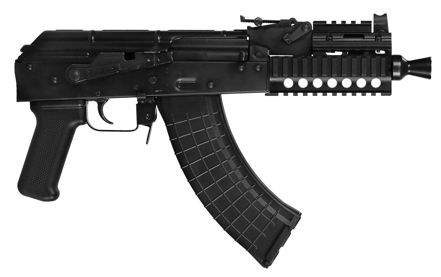 Pioneer Arms AK0031KCORE Micro Hellpup CORE 7.62x39mm 30+1 7″ Blued Threaded Barrel, Quad Picatinny Rail Handguard, Blued Steel Receiver w/Side Mounted Optic Rail, Black Plastic Grip, Right Hand