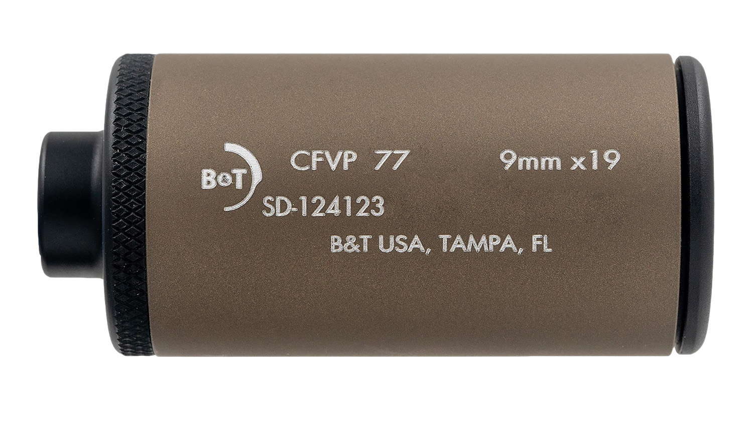 B&T Firearms SD-124123-US-JET-FDE DT Jet Mini Wipe Suppressor 9mm Coyote Tan 13.5×1 LH