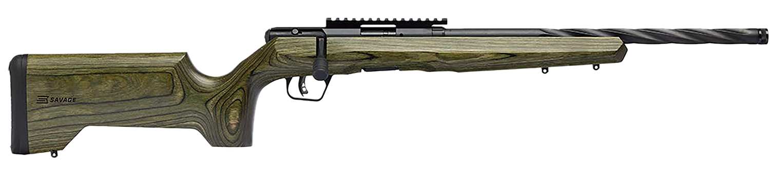Savage Arms 70551 B Series Full Size 22 WMR 9+1 18″ Matte Black Spiral Fluted Threaded Barrel, Matte Black Carbon Steel Receiver w/Picatinny Rail, OD Green Fixed Laminate Stock, Right Hand