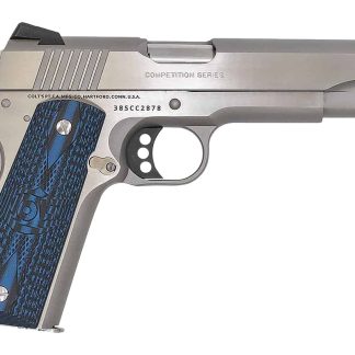 Colt Mfg O1073CCP Competition  38 Super 9+1 5″ National Match Barrel, Stainless Steel Serrated Slide, Stainless Steel Frame w/Beavertail, Competition Blue G10 Grip