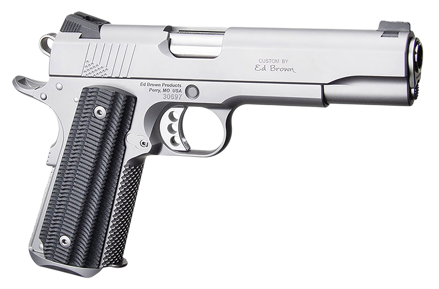 Ed Brown BASESS2A 1911 2nd Amendment 45 ACP 5″ Stainless Steel Barrel, Serrated Slide & Frame, Black Alien G10 Grip, Right Hand