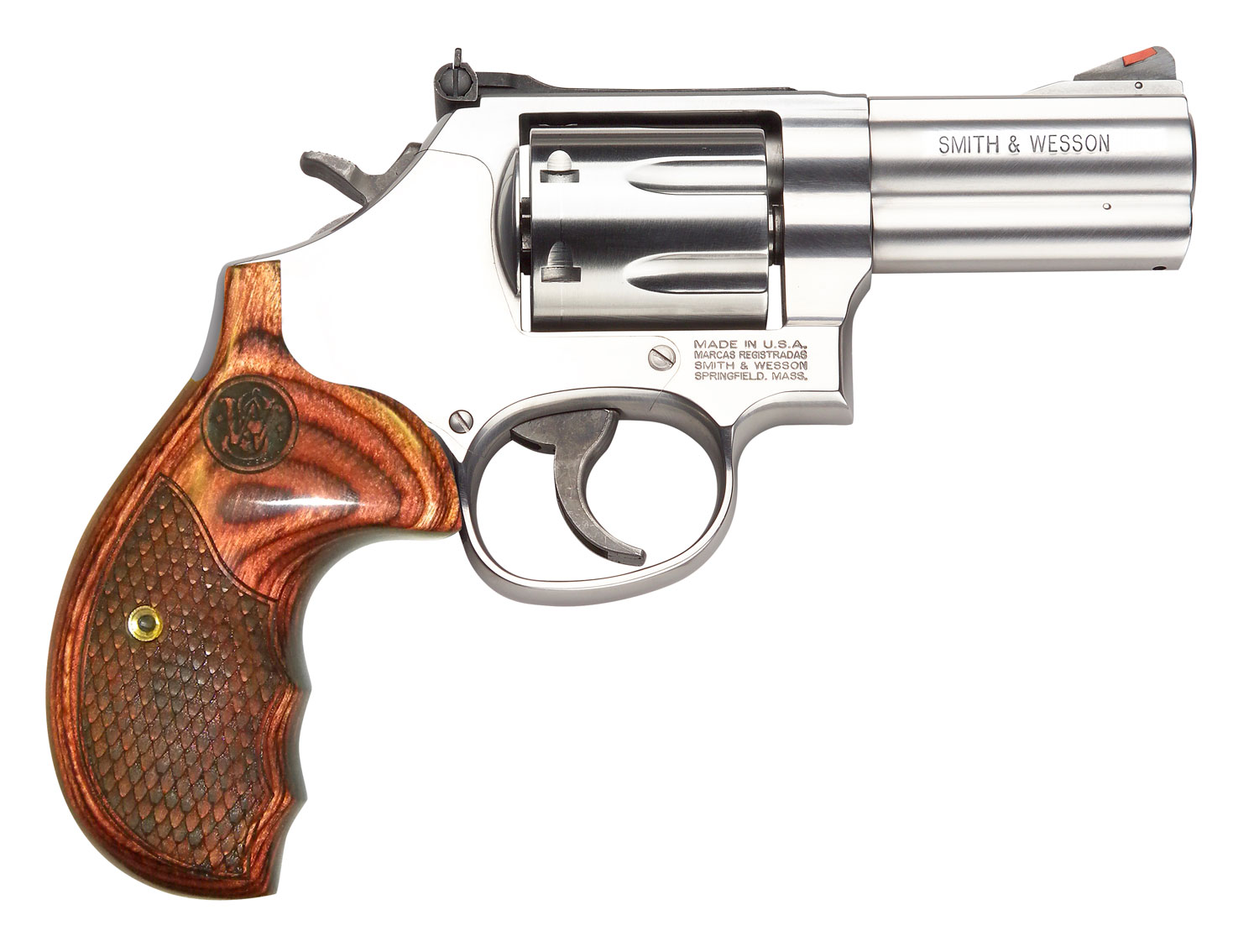 Smith & Wesson 150713 Model 686 Plus Deluxe 357 Mag or 38 S&W Spl +P Stainless Steel 3″ Barrel & 7rd Cylinder, Satin Stainless Steel L-Frame, Textured Wood Grip, Internal Lock