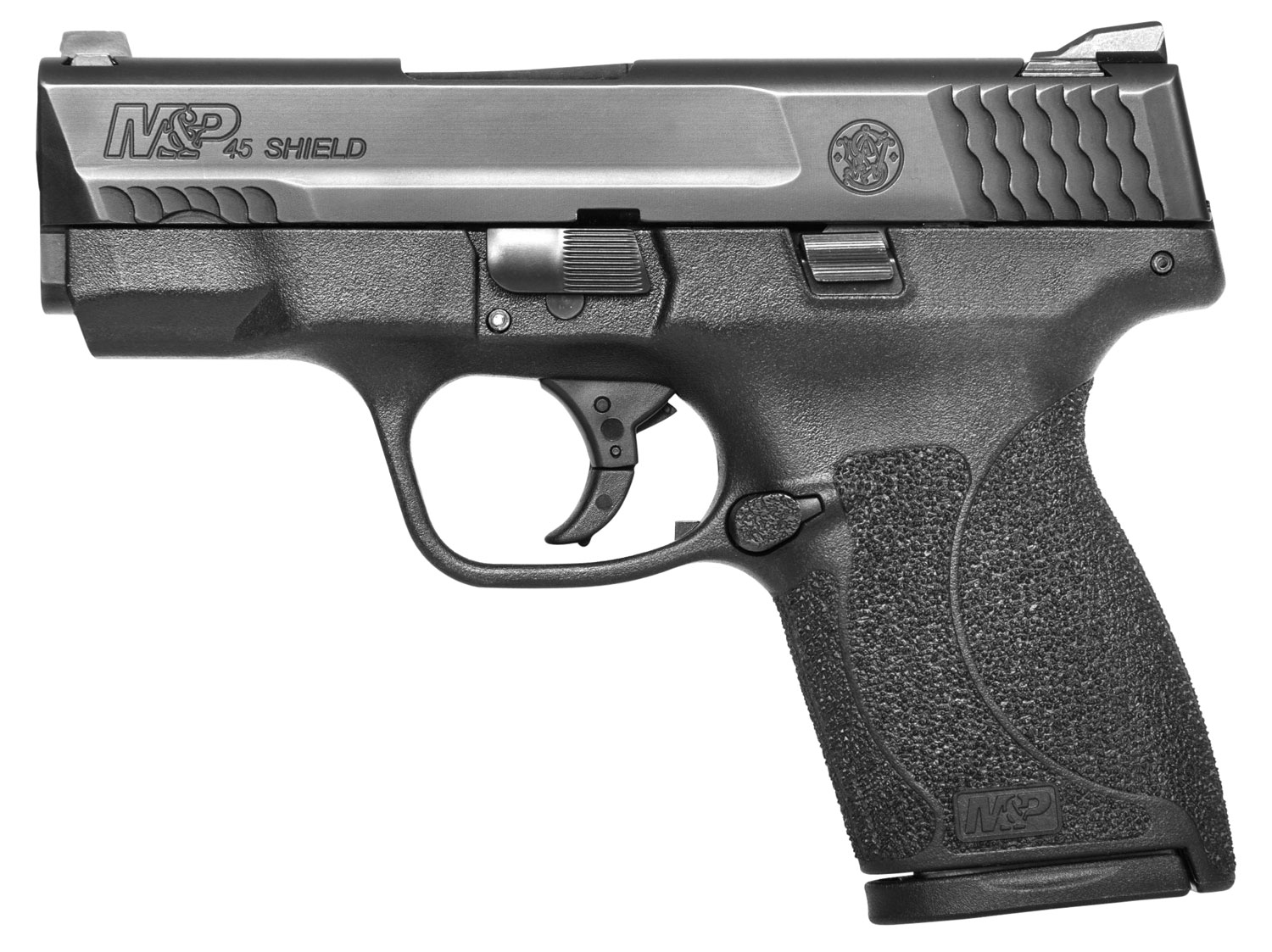 Smith & Wesson LE 11726 M&P 45 Shield Double 45 Automatic Colt Pistol (ACP) 3.3″ 6+1/7+1 Black Polymer Grip Black Stainless Steel