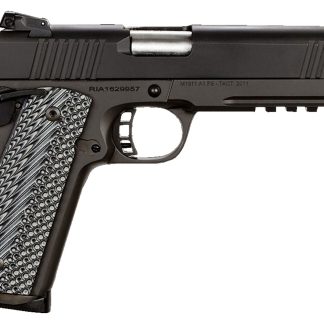 Rock Island 51485 Tac Ultra FS 45 ACP Caliber with 5″ Barrel, 8+1 Capacity, Overall Black Parkerized Finish Steel, Picatinny Rail/Beavertail Frame, Serrated Slide & Black & Gray G10 Grip