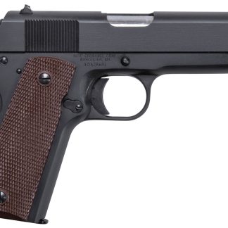 Auto-Ordnance 1911BKOC 1911 A1 Commander 45 ACP 7+1 4.25″ Matte Black Serrated Carbon Steel Slide Matte Black Matte Black Carbon Steel Brown Checkered Polymer Grips Right Hand