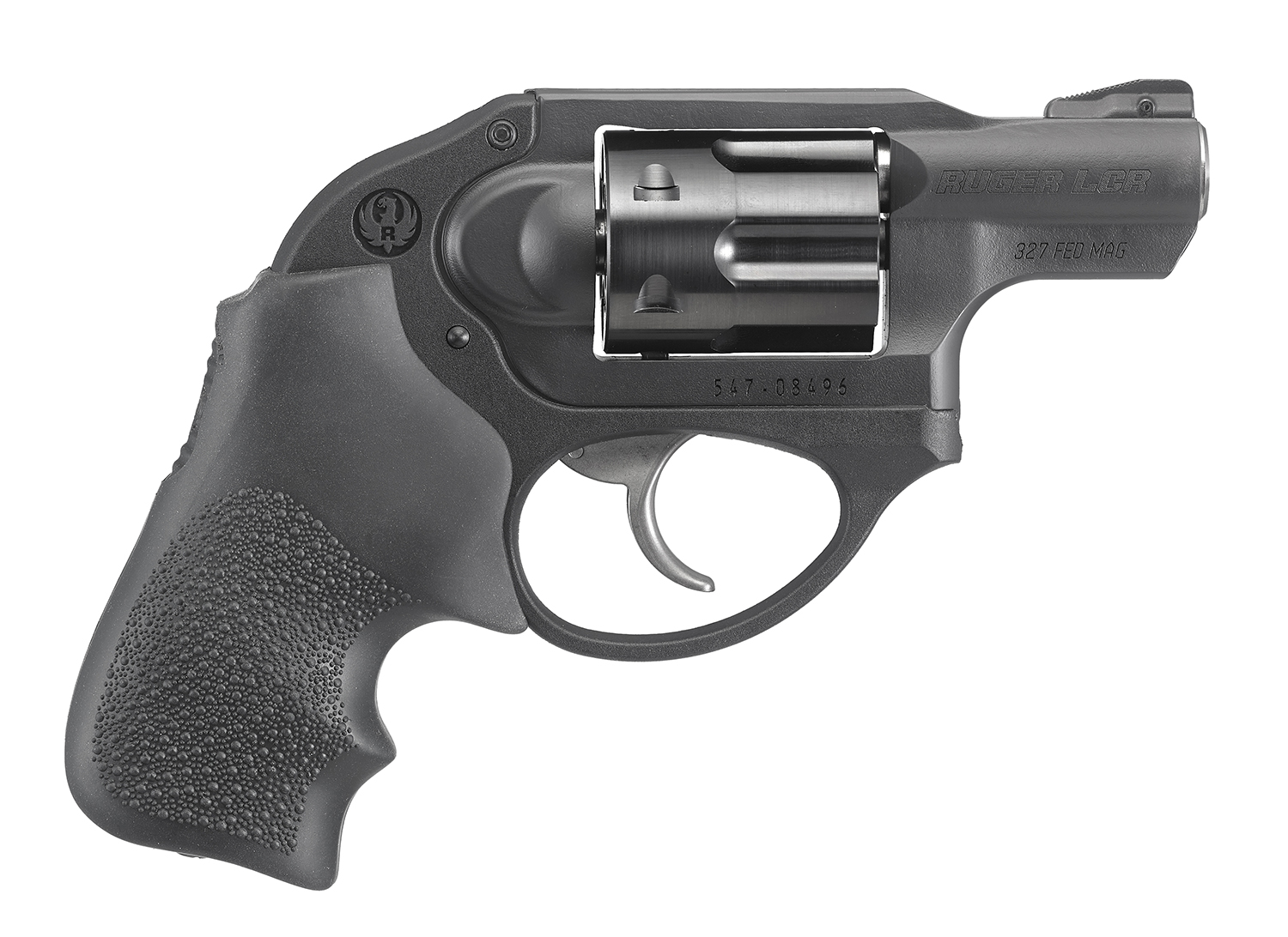 Ruger 5452 LCR Small Frame 327 Federal Mag 6 Shot, 1.87″ Matte Black Steel Barrel, Black PVD Cylinder, Matte Black Stainless Steel Frame, Black Hogue Tamer Monogrip, Shrouded Hammer