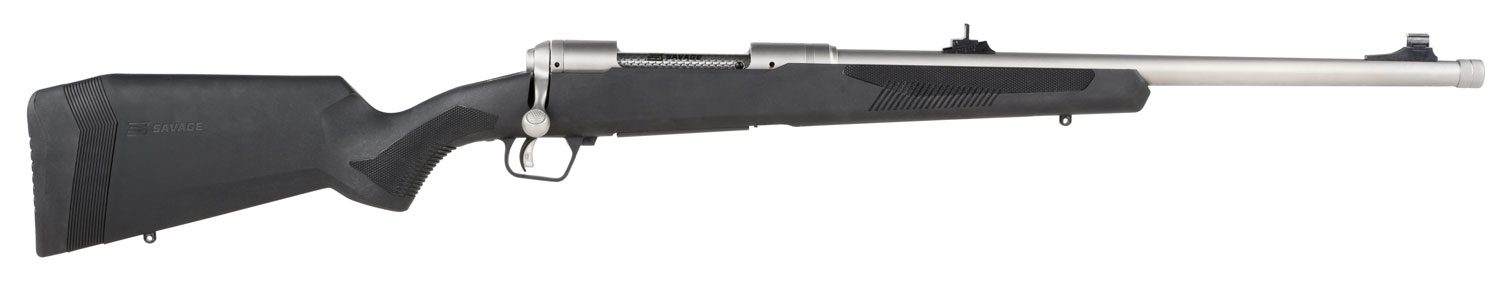 Savage Arms 57044 110 Brush Hunter Full Size 375 Ruger 3+1 20″ Matte Threaded Barrel, Matte Drilled & Tapped Stainless Steel Receiver, Fixed Matte Black Synthetic Stock, Right Hand