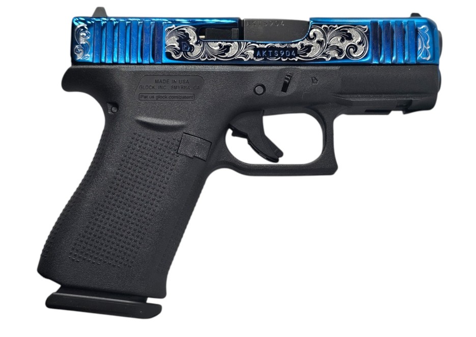 GLOCK 43X 9MM FS BLUE ENGRAVED 10RD UI4350201-BLENG