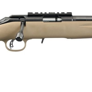 RUGER AMERICAN RIMFIRE 17 HMR 16IN THREADED BARREL 15RD SATIN BLUE/FDE MARKSMAN ADJ TRIGGER NO SIGHTS SCOPE RAIL  WITH STANDARD LENGTH OF PULL MODULE 8371