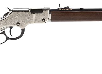 Henry H004SE Silver Eagle Full Size 22 Short/ 22 Long/ 22 LR (16 LR/21 Short) 20″ Blued Barrel, Nickel-Plated Metal Finish, American Walnut Stock Right Hand