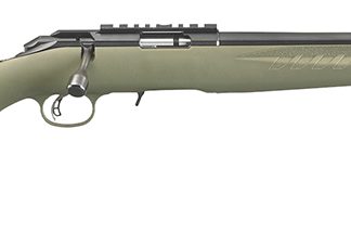 Ruger 8335 American Rimfire Sports South Exclusive Full Size 22 WMR 9+1 18″ Satin Blued Threaded Barrel, Satin Blued Steel Receiver w/Scope Rail, OD Green Synthetic Adjustable Stock, Right Hand
