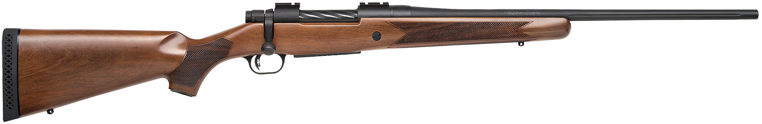 Mossberg 27890 Patriot Full Size 30-06 Springfield 5+1 22″ Matte Blued Fluted Barrel, Drilled & Tapped Matte Blued Stainless Steel Receiver, Walnut Fixed Stock, Right Hand