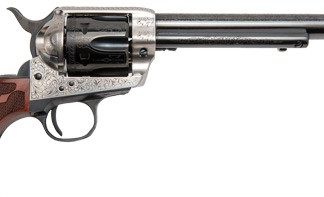 CIMARRON FRONTIER 45LC PW FS – 7.5″ ENGRAVED SILVER/BL WAL