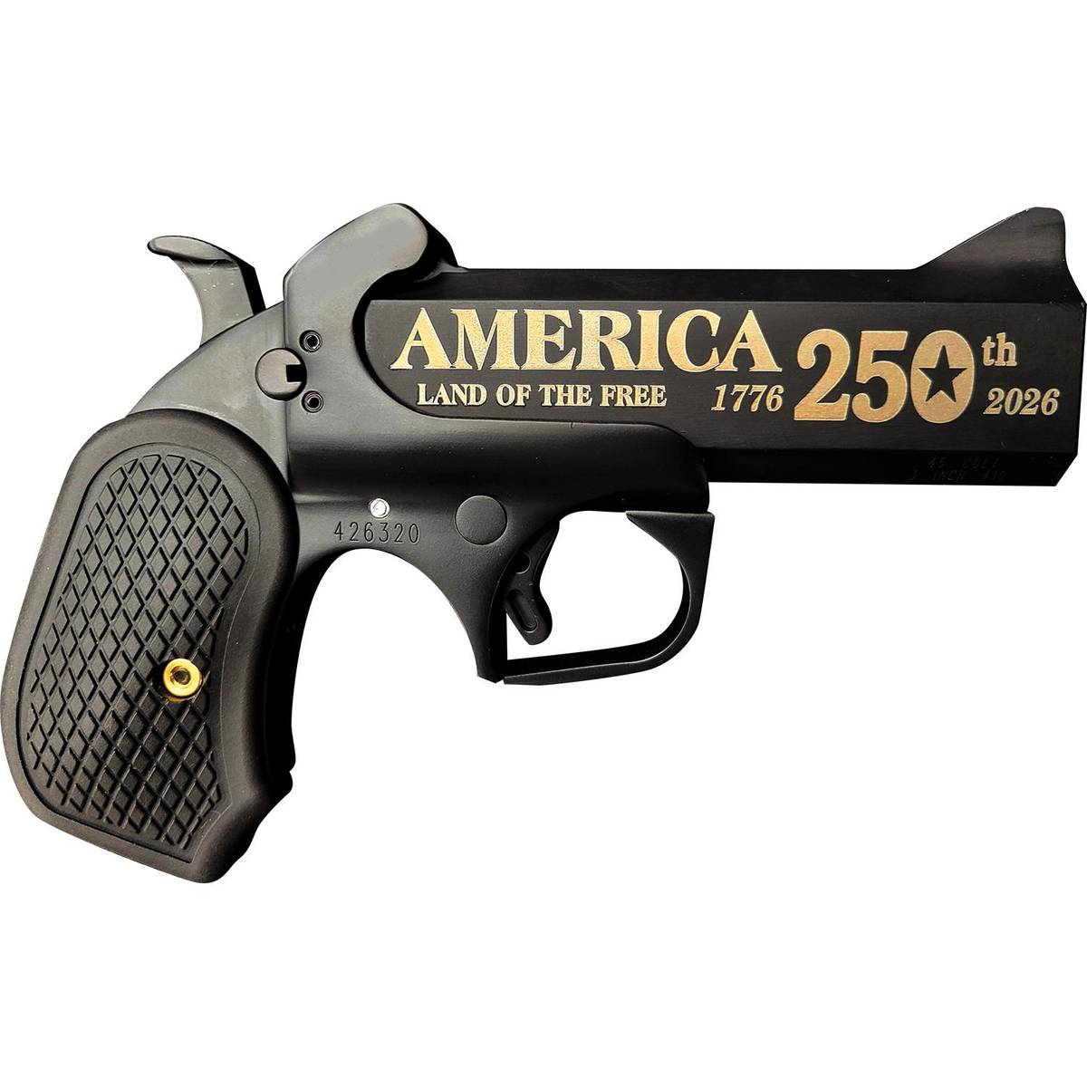 Bond Arms 250th Derringer .45 Colt/410 ga 2rd Capacity 4.25″ Black Barrel Black Cerakote Finish B6 Extended Grip