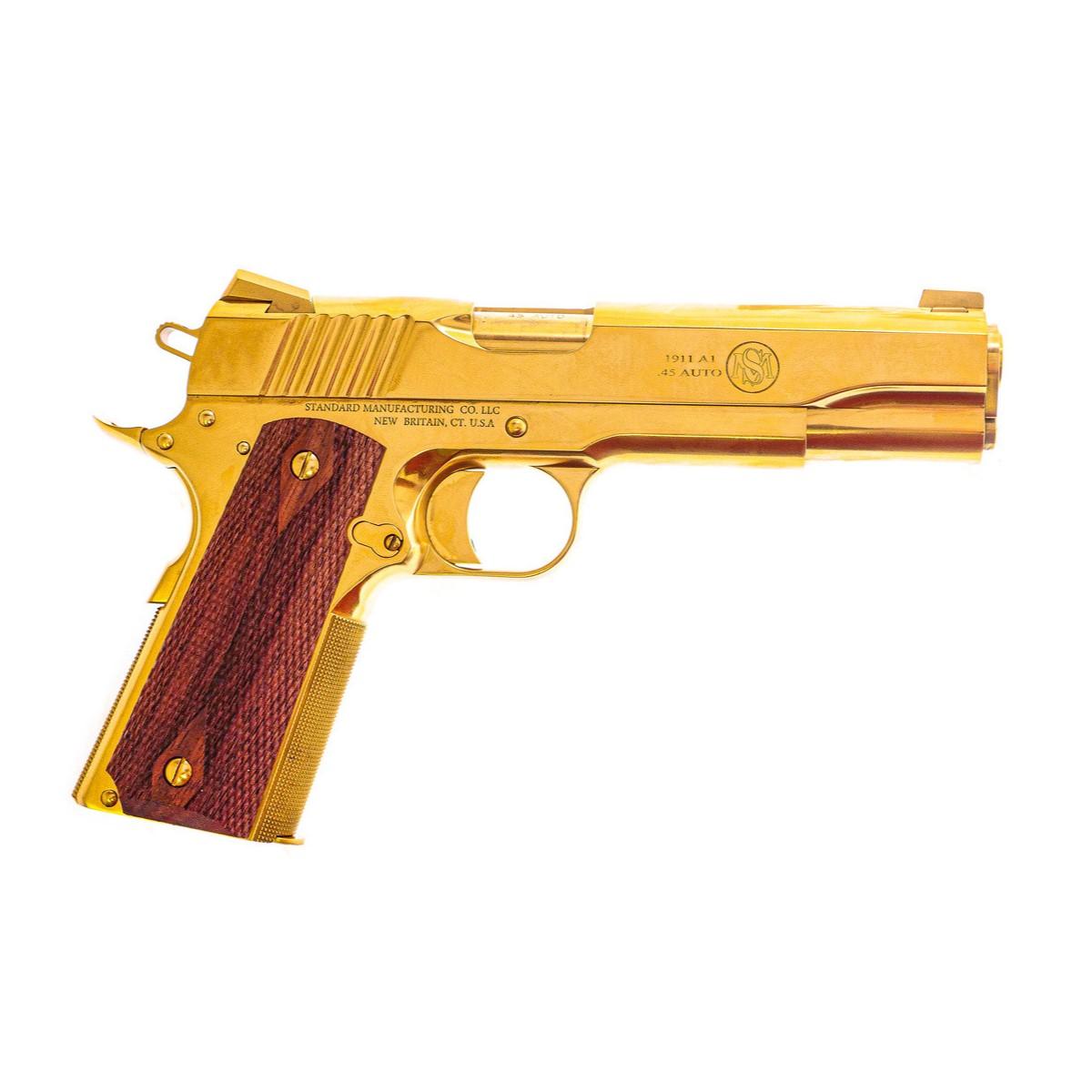 Standard Manufacturing Standard 1911 Handgun .45 ACP 7rd Magazine 5″ Barrel TiN Gold