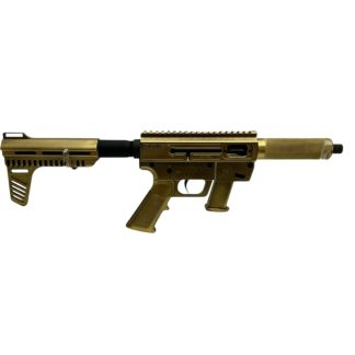 Just Right Carbine 45th/47th Trump Edition Pistol 9mm Luger 15rd Magazine(1) 6.5″ Barrel Blade Brace Gold Cerakote