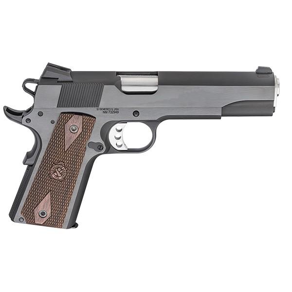 Springfield Armory 1911 Garrison Engraver Handgun .45 Auto 7rd Magazine 5″ Barrel Silver with Wood Grips
