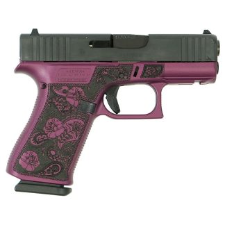 Glock 43X “Paisley Grip” Black Cherry Handgun 9mm Luger 10rd Magazines(2) 3.4″ Barrel  Accessory Rail USA Made