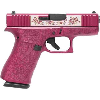 Glock 43X “Full Engraved Paisley” Black Cherry Handgun 9mm Luger 10rd Magazines(2) 3.4″ Barrel Accessory Rail USA Made